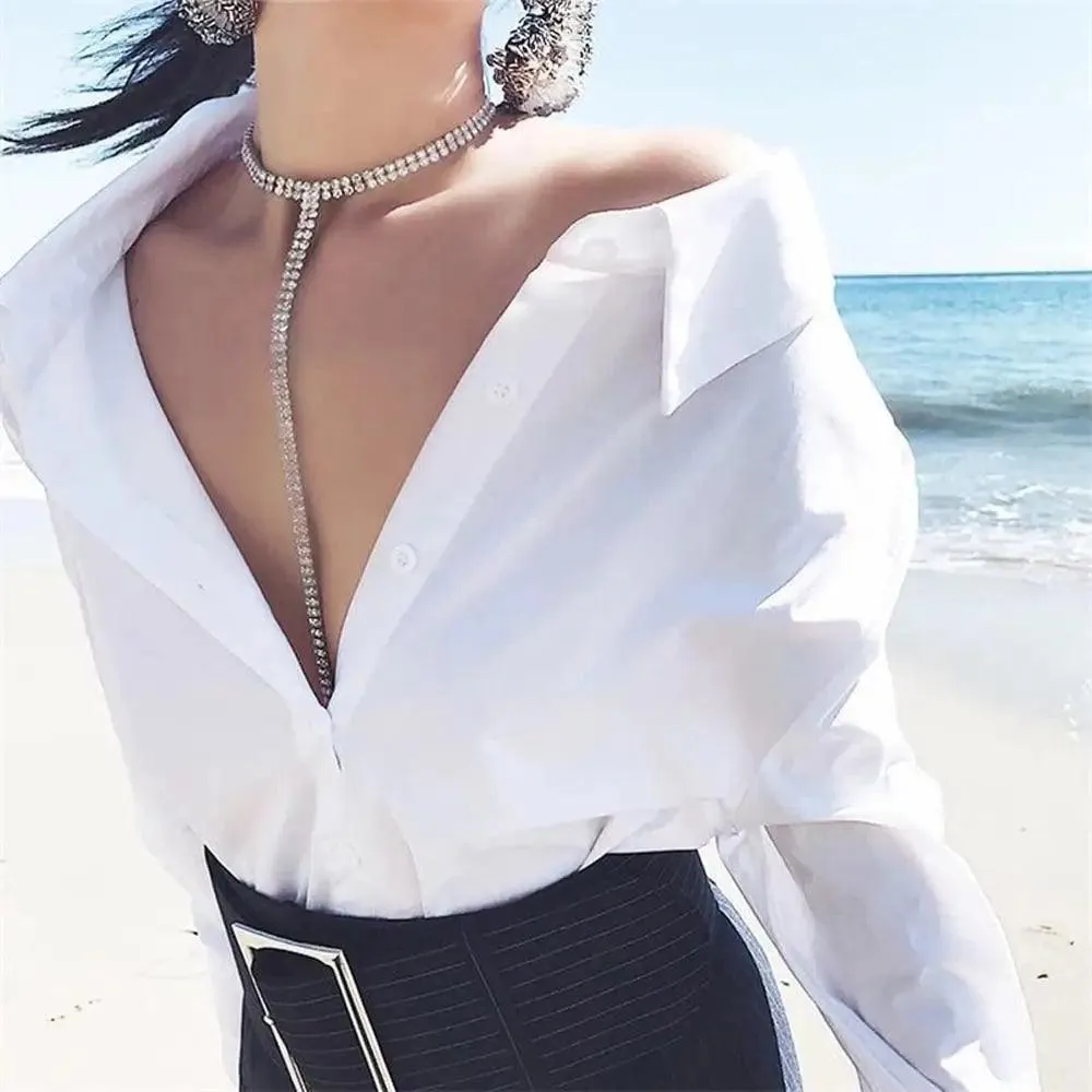 Luxurious Crystal Gem Long Chokers Collar Chunky necklace jewelry For Women And Girls Trendy Accessories For Women's Gifts