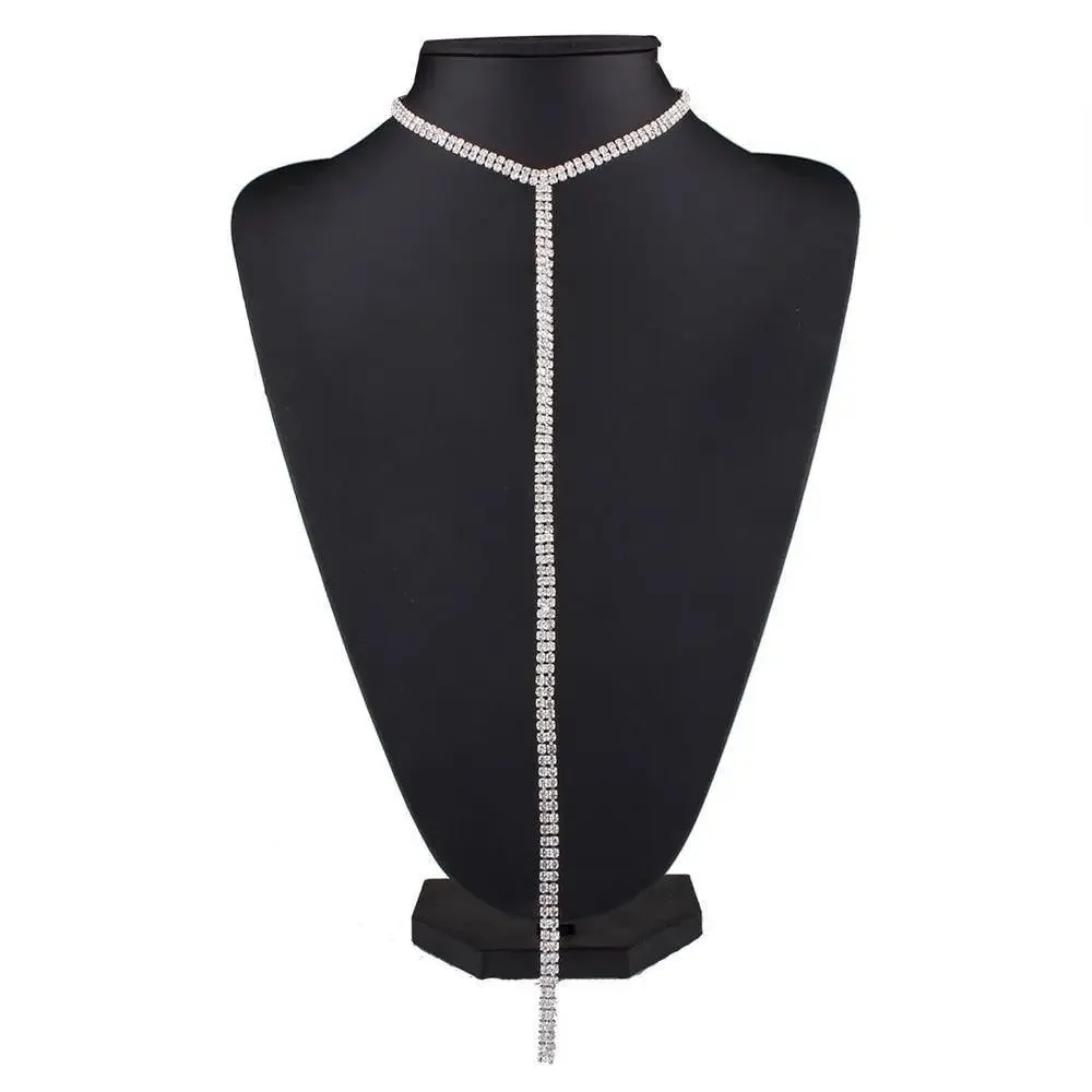 Luxurious Crystal Gem Long Chokers Collar Chunky necklace jewelry For Women And Girls Trendy Accessories For Women's Gifts