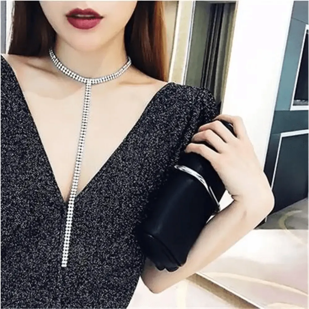 Luxurious Crystal Gem Long Chokers Collar Chunky necklace jewelry For Women And Girls Trendy Accessories For Women's Gifts