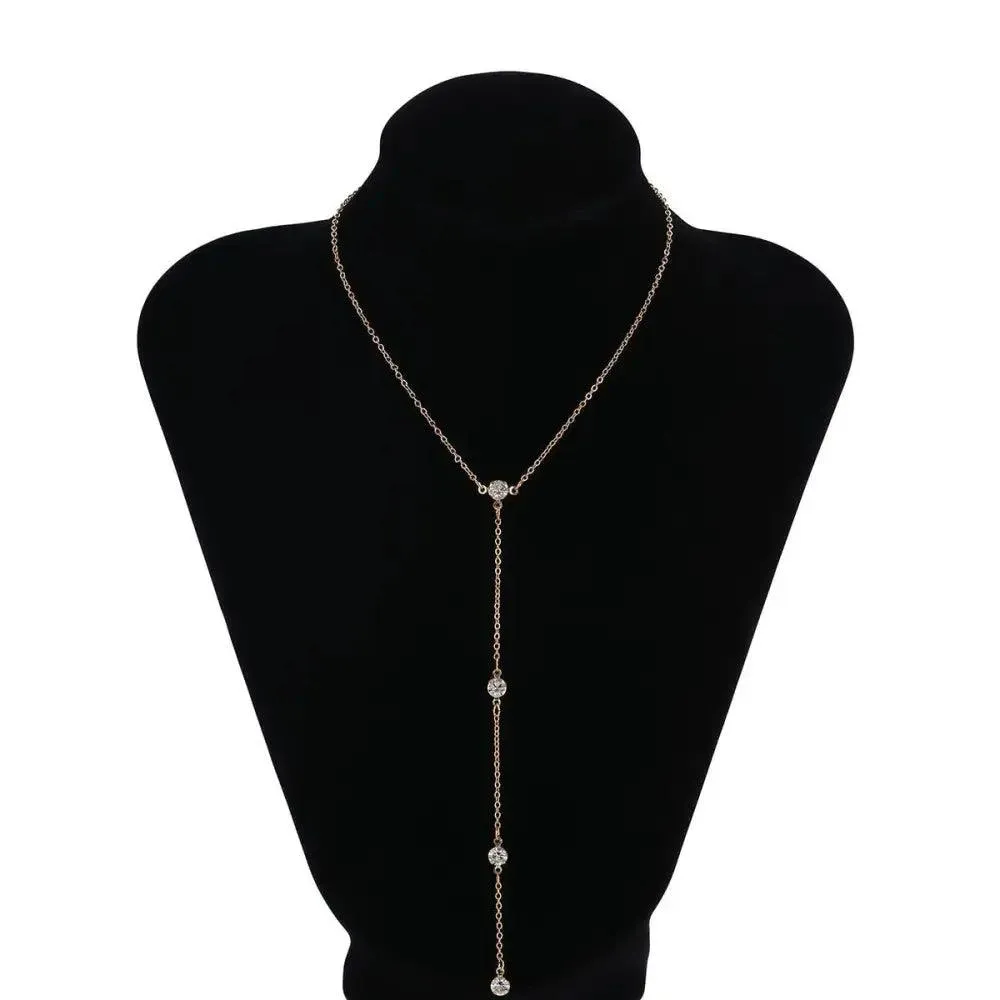 Luxury Fashion Rhinestone Crystal Long Necklace Chain Choker Necklace Jewelry for women Jewelry Necklace Chains for Women and Girls