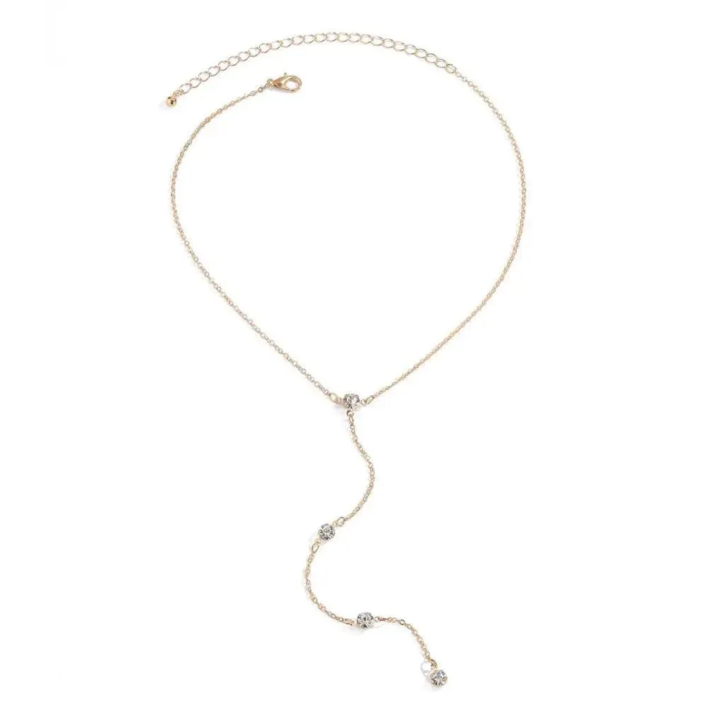 Luxury Fashion Rhinestone Crystal Long Necklace Chain Choker Necklace Jewelry for women Jewelry Necklace Chains for Women and Girls
