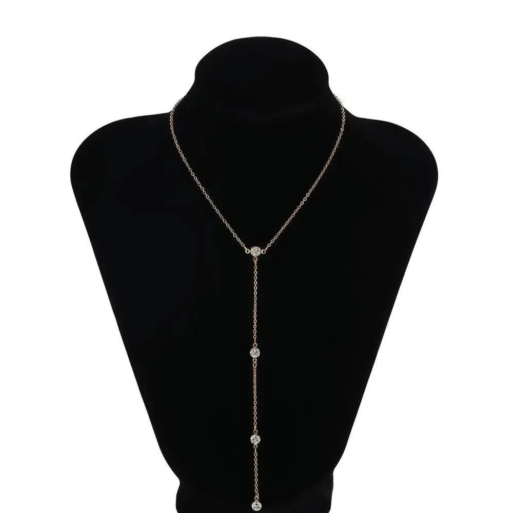 Luxury Fashion Rhinestone Crystal Long Necklace Chain Choker Necklace Jewelry for women Jewelry Necklace Chains for Women and Girls