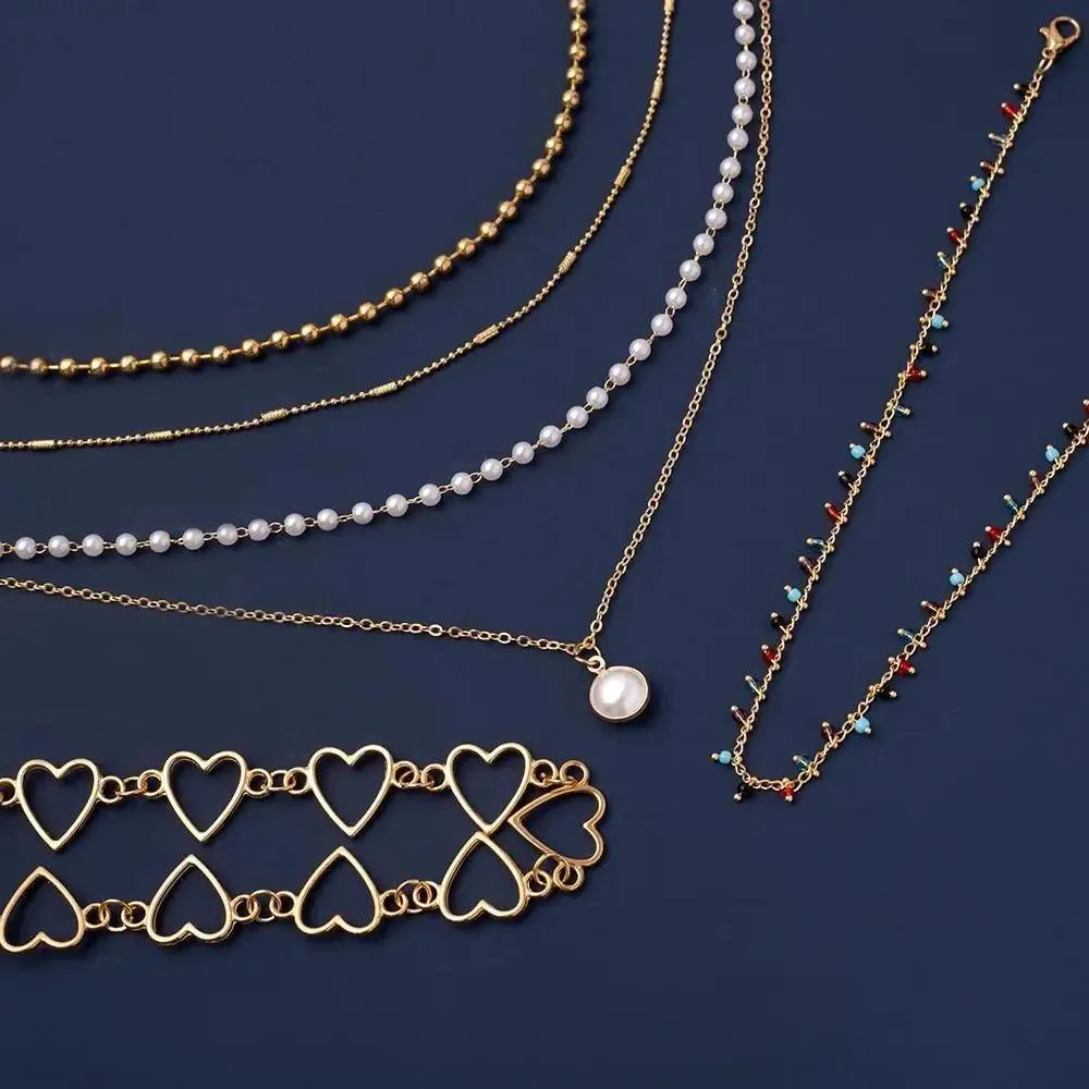 Luxury Fashion Style Simple Pearl Bead Chain Choker Necklace - Aesthetic Fashion Style Jewelry for women Fashion Jewelry Accessories
