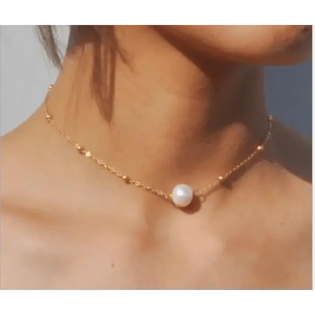 Luxury Fashion Style Simple Pearl Bead Chain Choker Necklace - Aesthetic Fashion Style Jewelry for women Fashion Jewelry Accessories