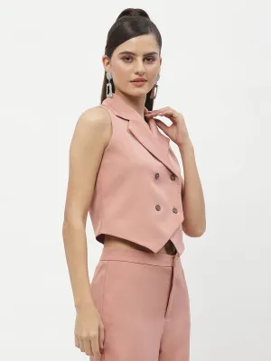 Madame Lapel Collar Peach Waist Coat