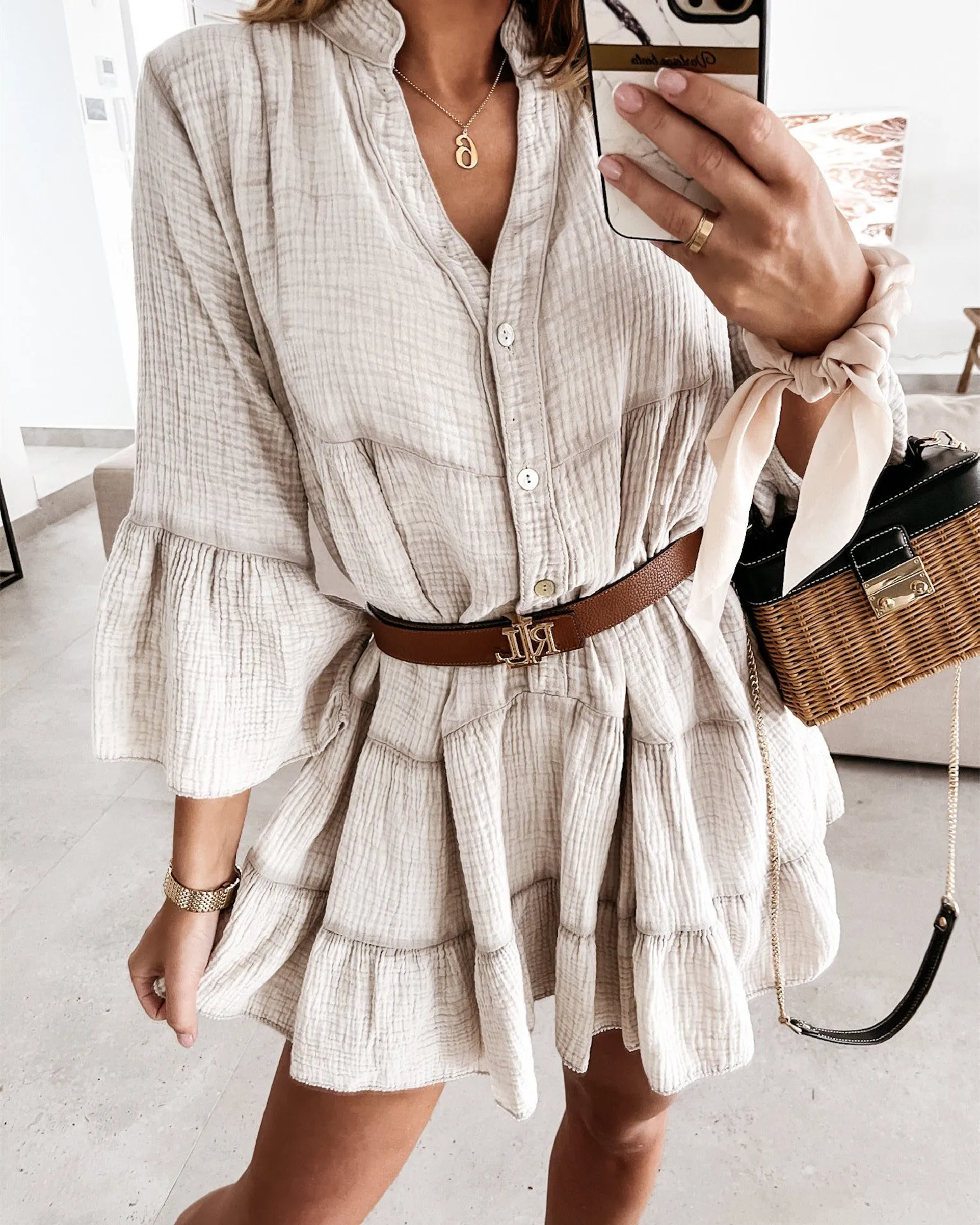 Magic In The Summer Oversize Dress - Beige