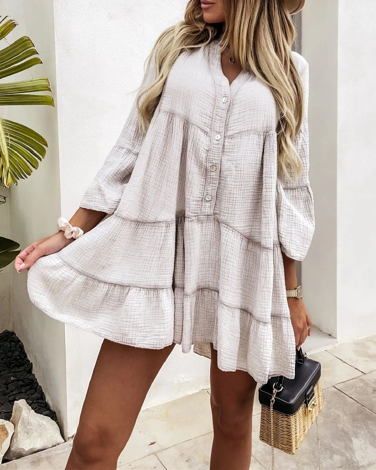 Magic In The Summer Oversize Dress - Beige