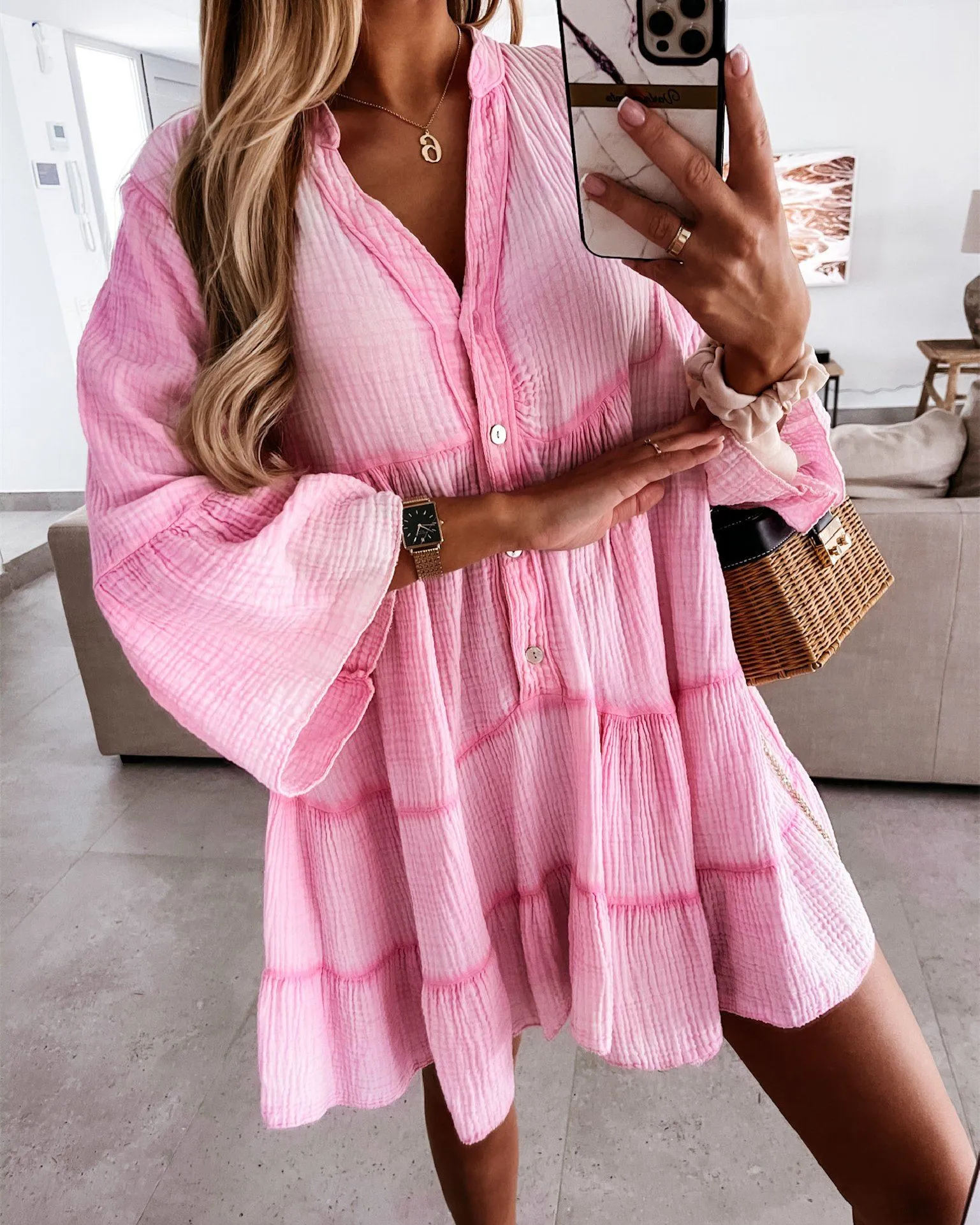 Magic In The Summer Oversize Dress - Pink