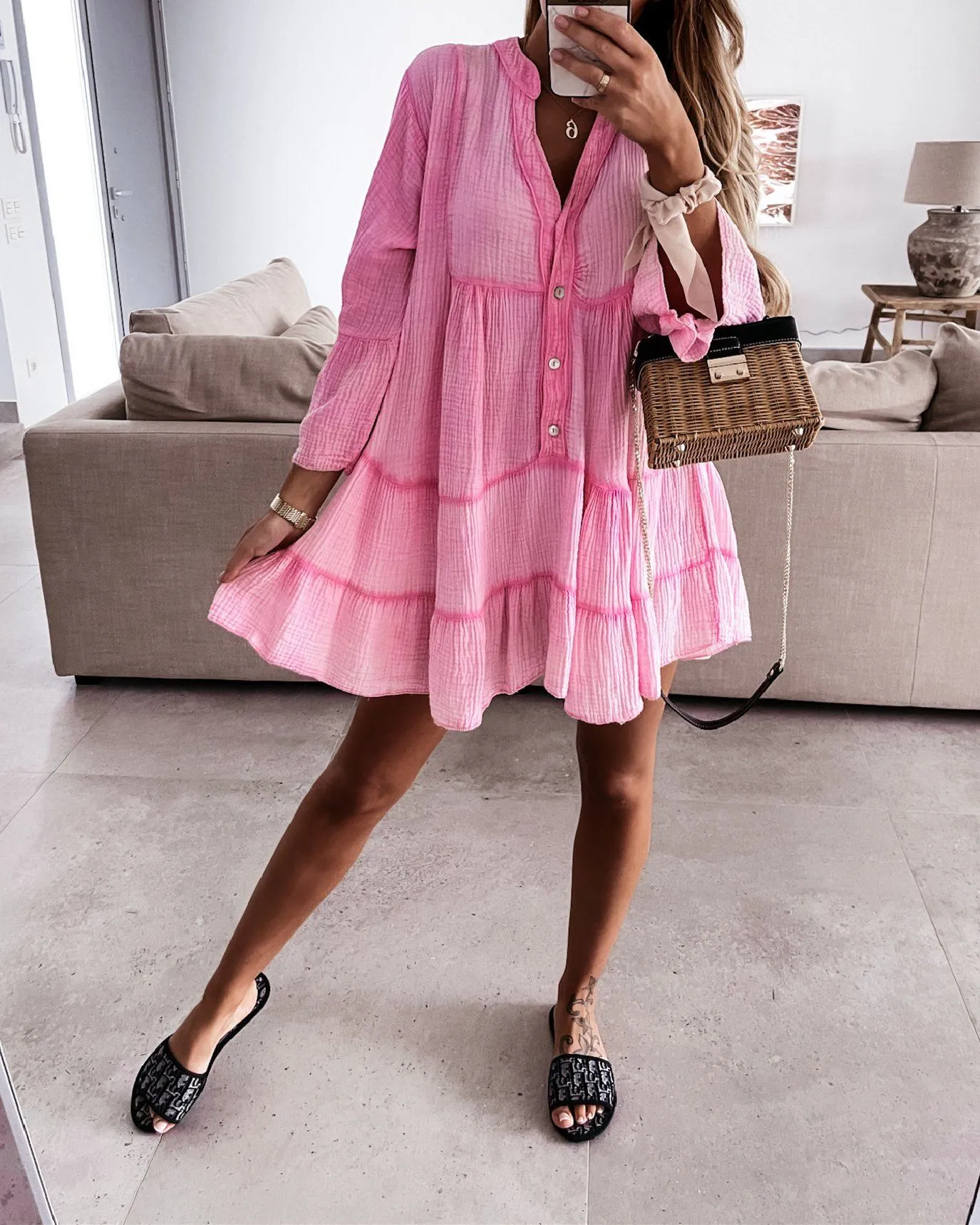 Magic In The Summer Oversize Dress - Pink
