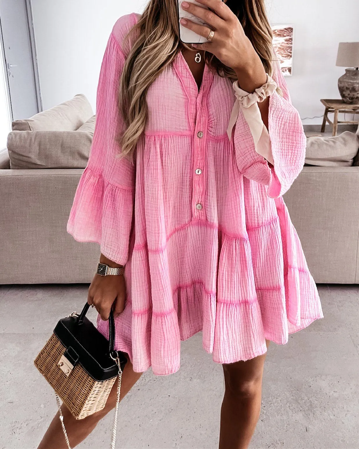 Magic In The Summer Oversize Dress - Pink