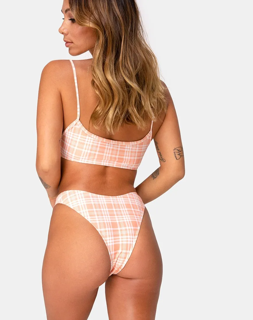 Makida Bikini Bottom in Picnic Check Peach