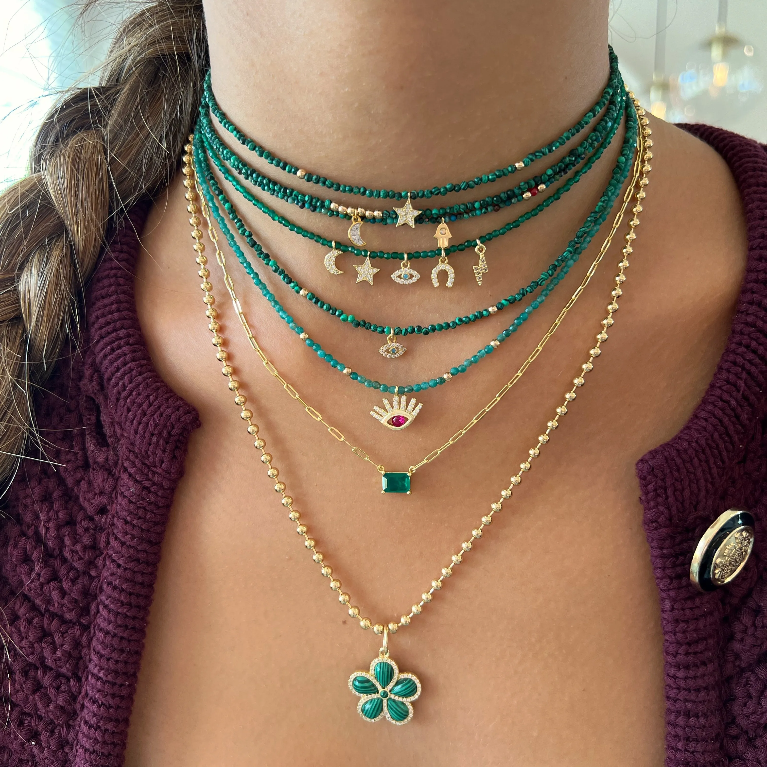 Malachite Mini Charm Chokers