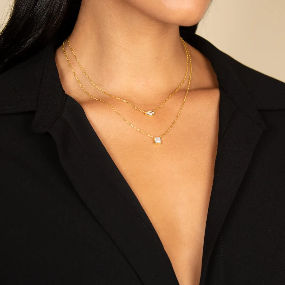 Marquise Bezel Solitaire Necklace
