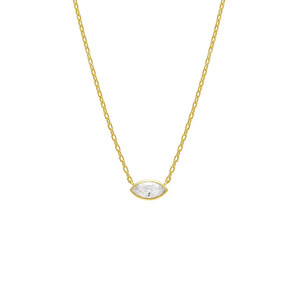 Marquise Bezel Solitaire Necklace