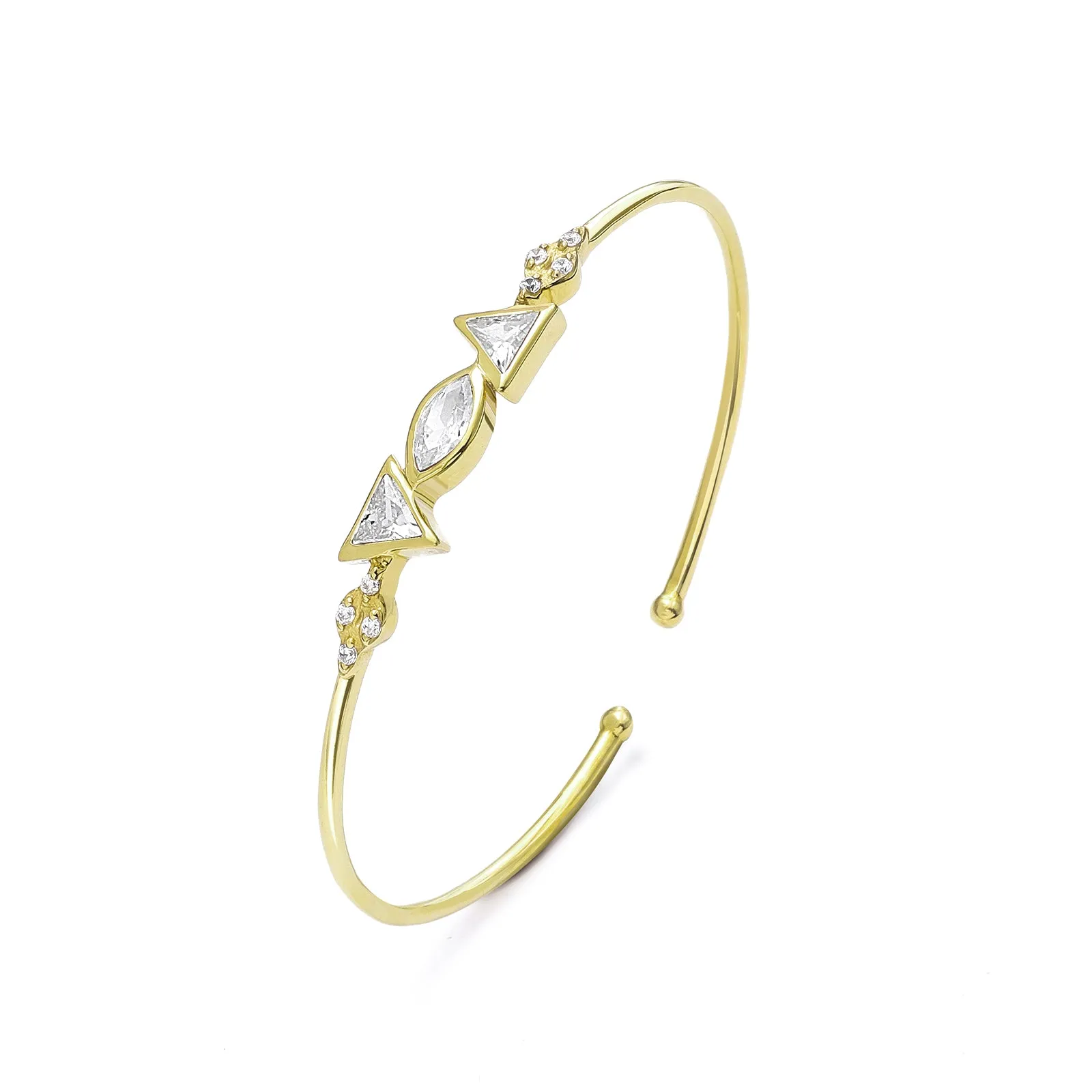 Marquise Diamond Gold Polished 925 Sterling Silver Bracelet