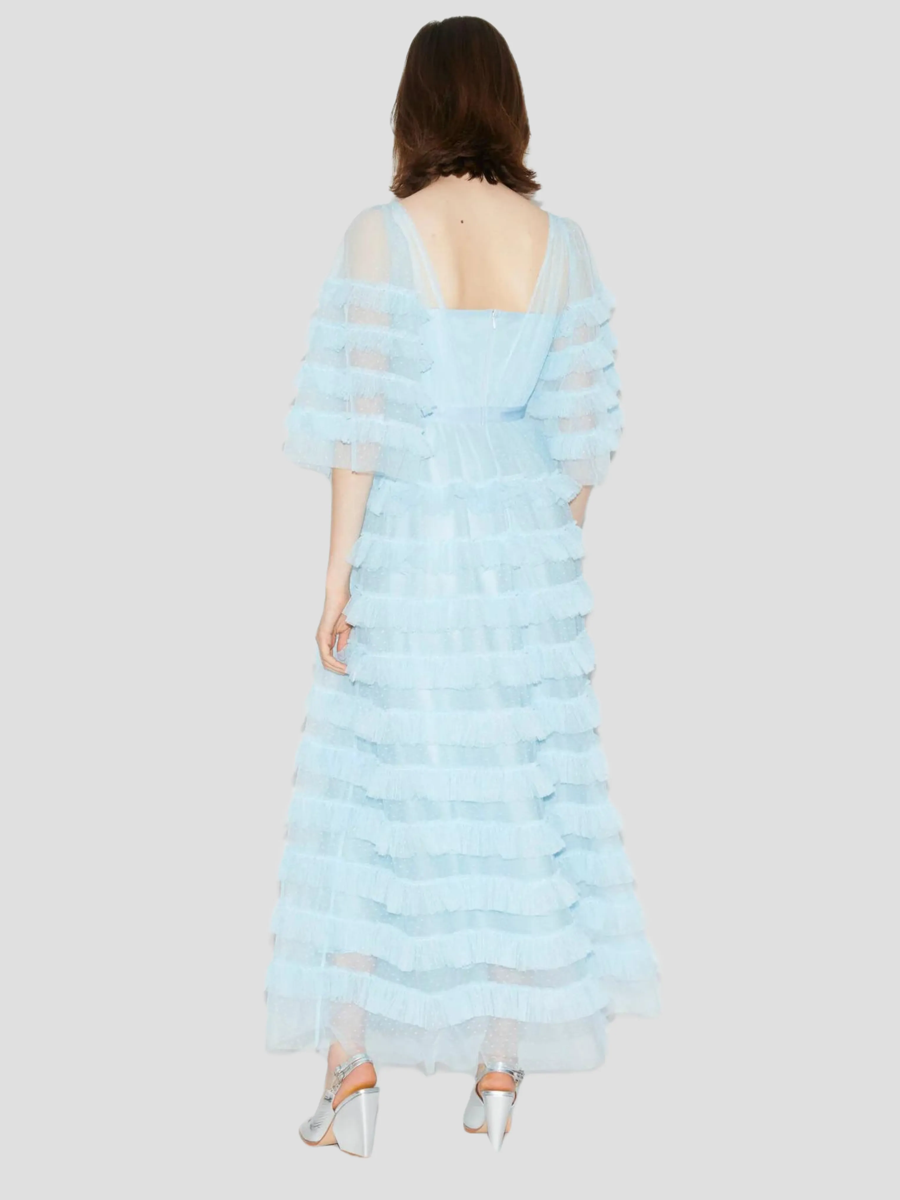 Marybell Tiered Tulle Gown in Blue