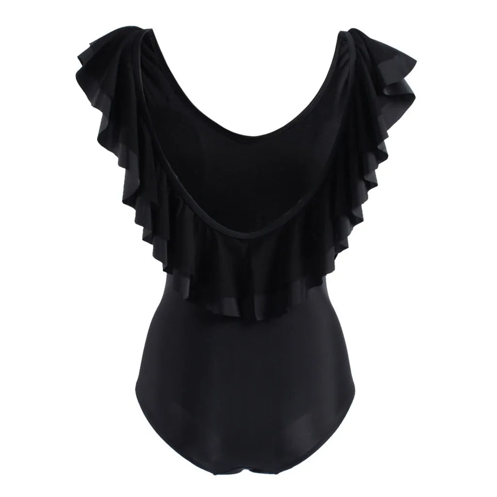 Maternity Ruffles Pure Color Beachwear Pregnant Women  Swimsuit