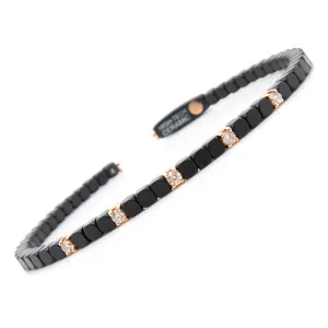 Matte Black Ceramic & Rose Gold 5 Diamond Cuff