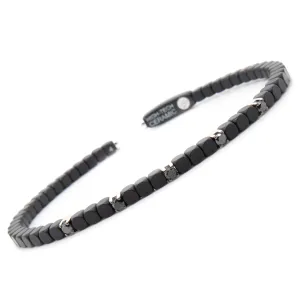Matte Black Ceramic Cuff With Black Diamonds