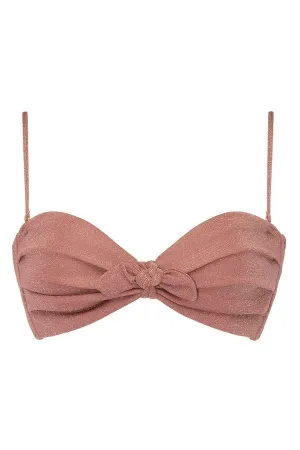 Mauve Sparkle Cabana Strapless Bikini Top