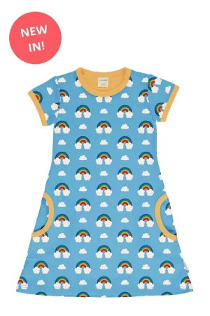 Maxomorra Organic Children's Dress with Pockets - Rainbow Short Sleeve