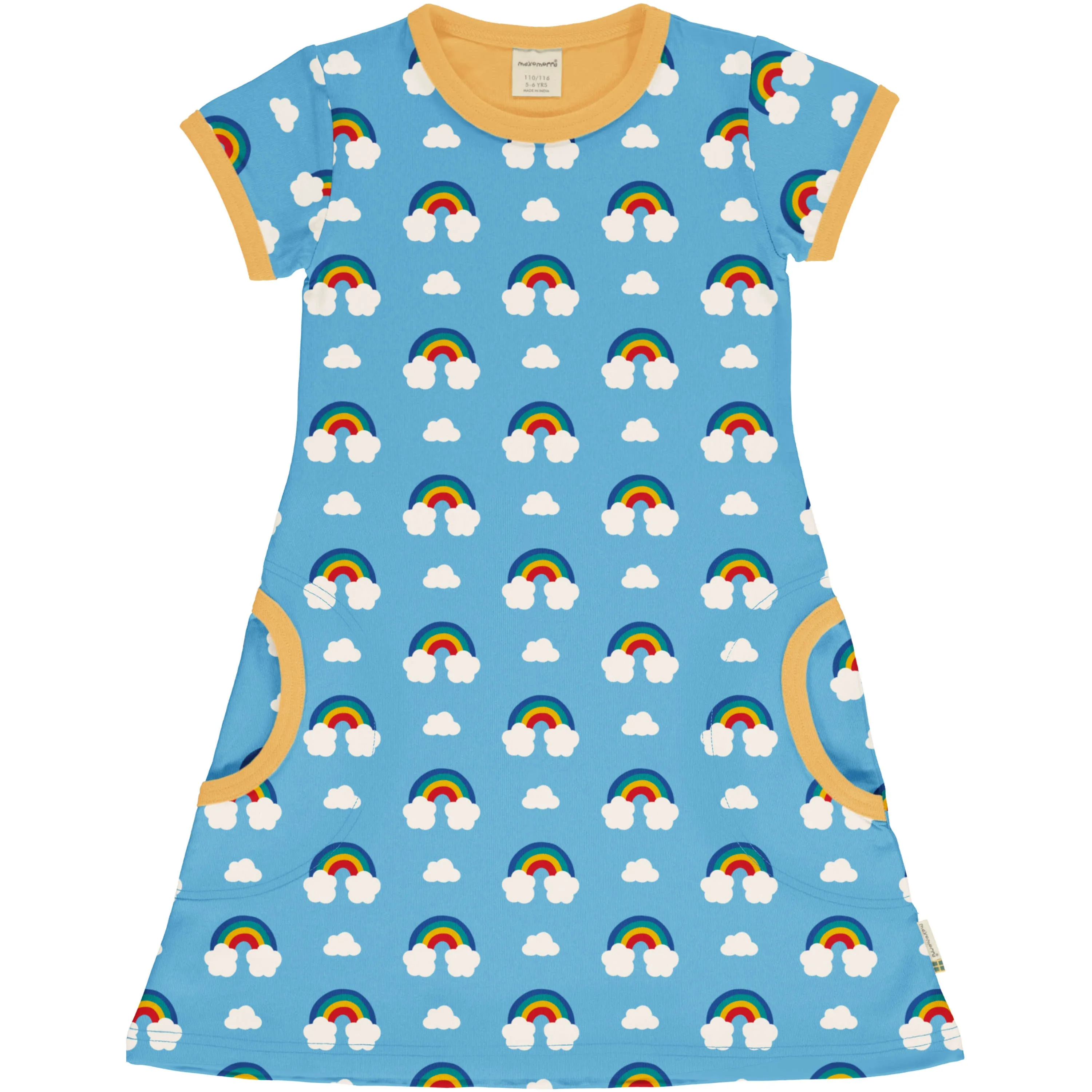 Maxomorra Organic Children's Dress with Pockets - Rainbow Short Sleeve