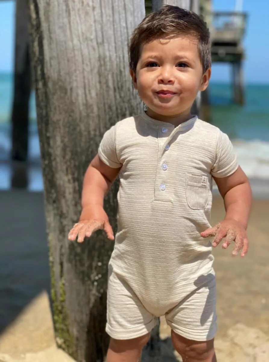 Me & Henry Camborne Romper in Beige Ribbed