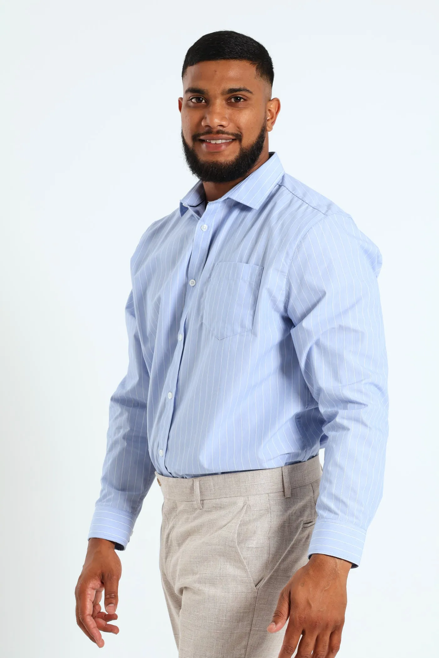 Melange Stripe Shirt - Light Blue