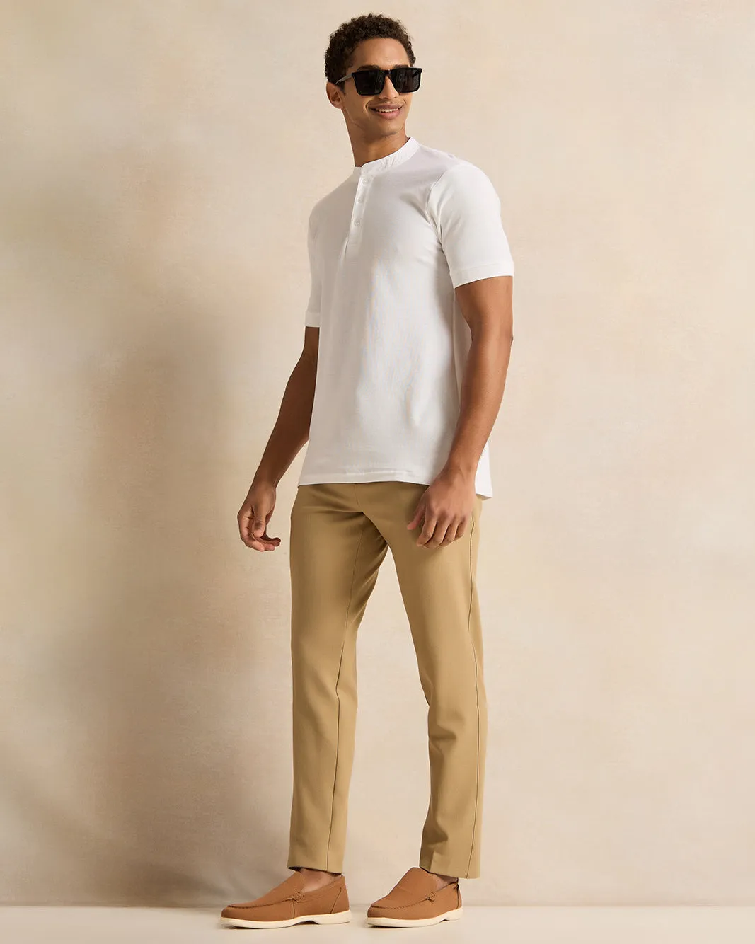 Men Beige Formal Trousers
