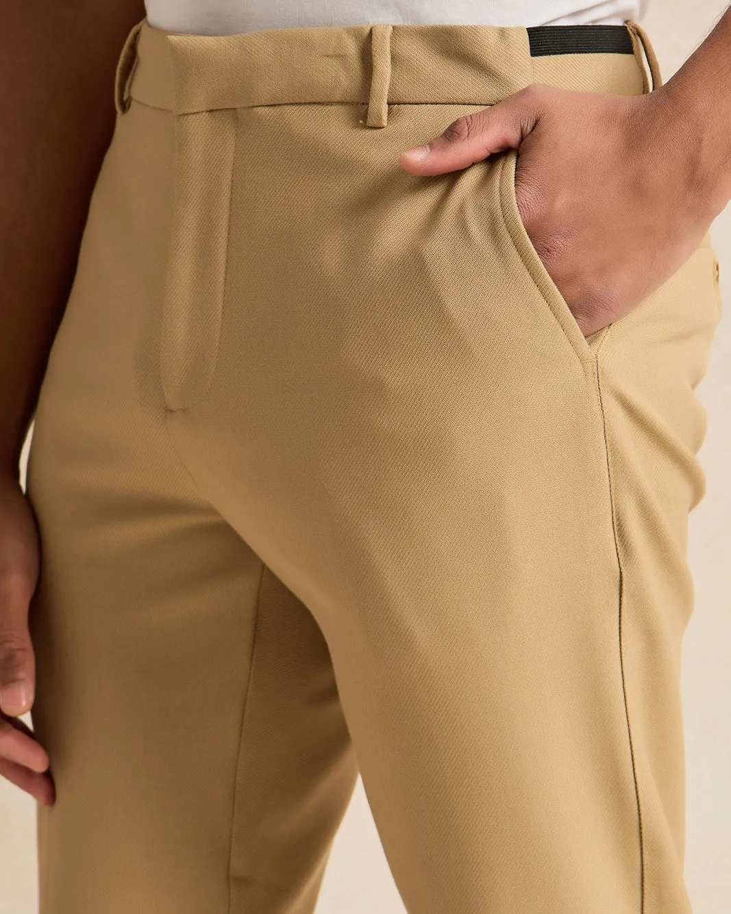 Men Beige Formal Trousers