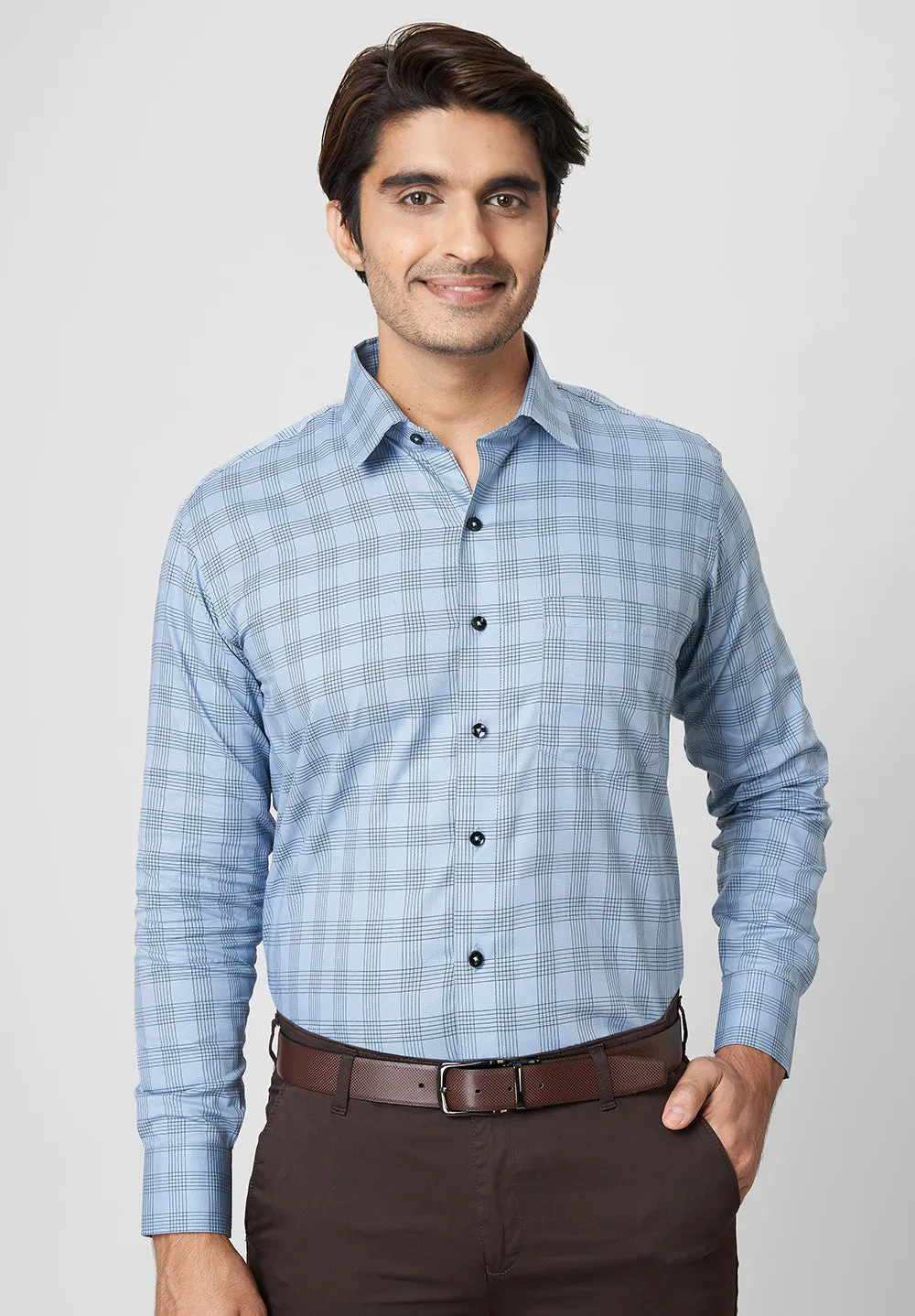 Men Blue Regular Fit Formal Shirt