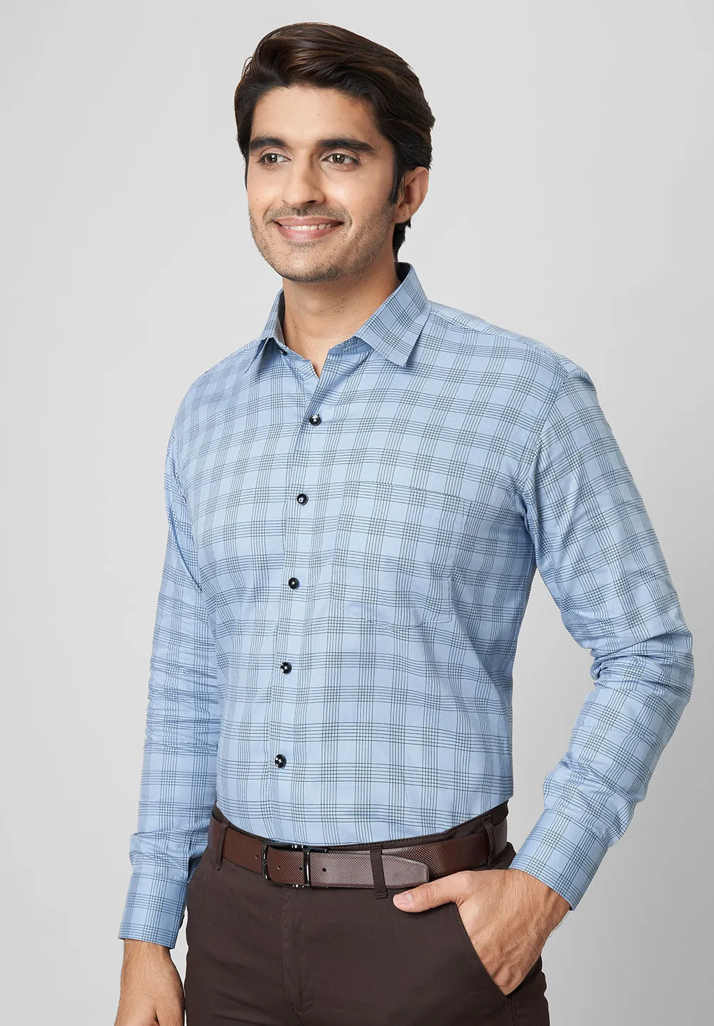 Men Blue Regular Fit Formal Shirt