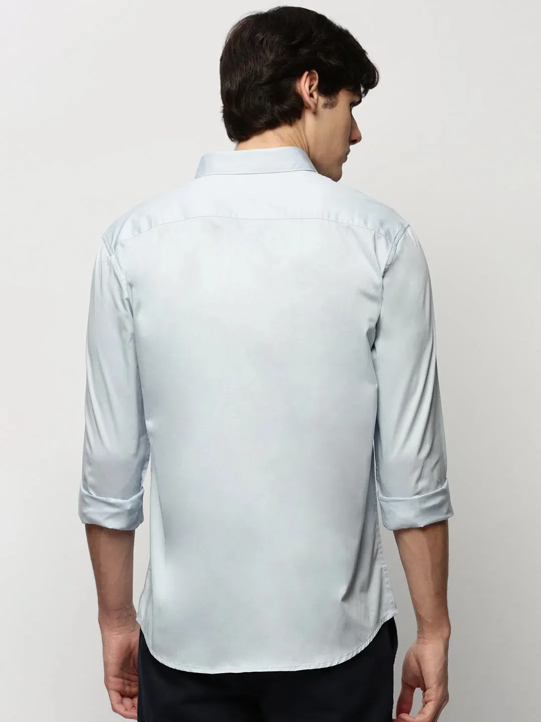 Men Blue Solid Casual Casual Shirts-TAVANTAPLAIN-5511-Blue