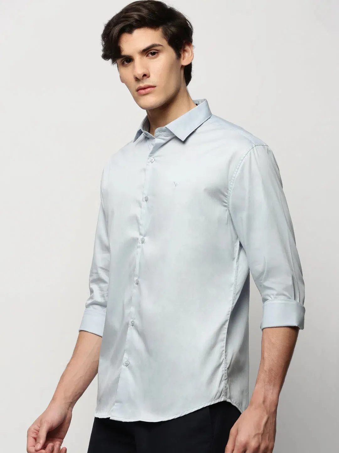 Men Blue Solid Casual Casual Shirts-TAVANTAPLAIN-5511-Blue