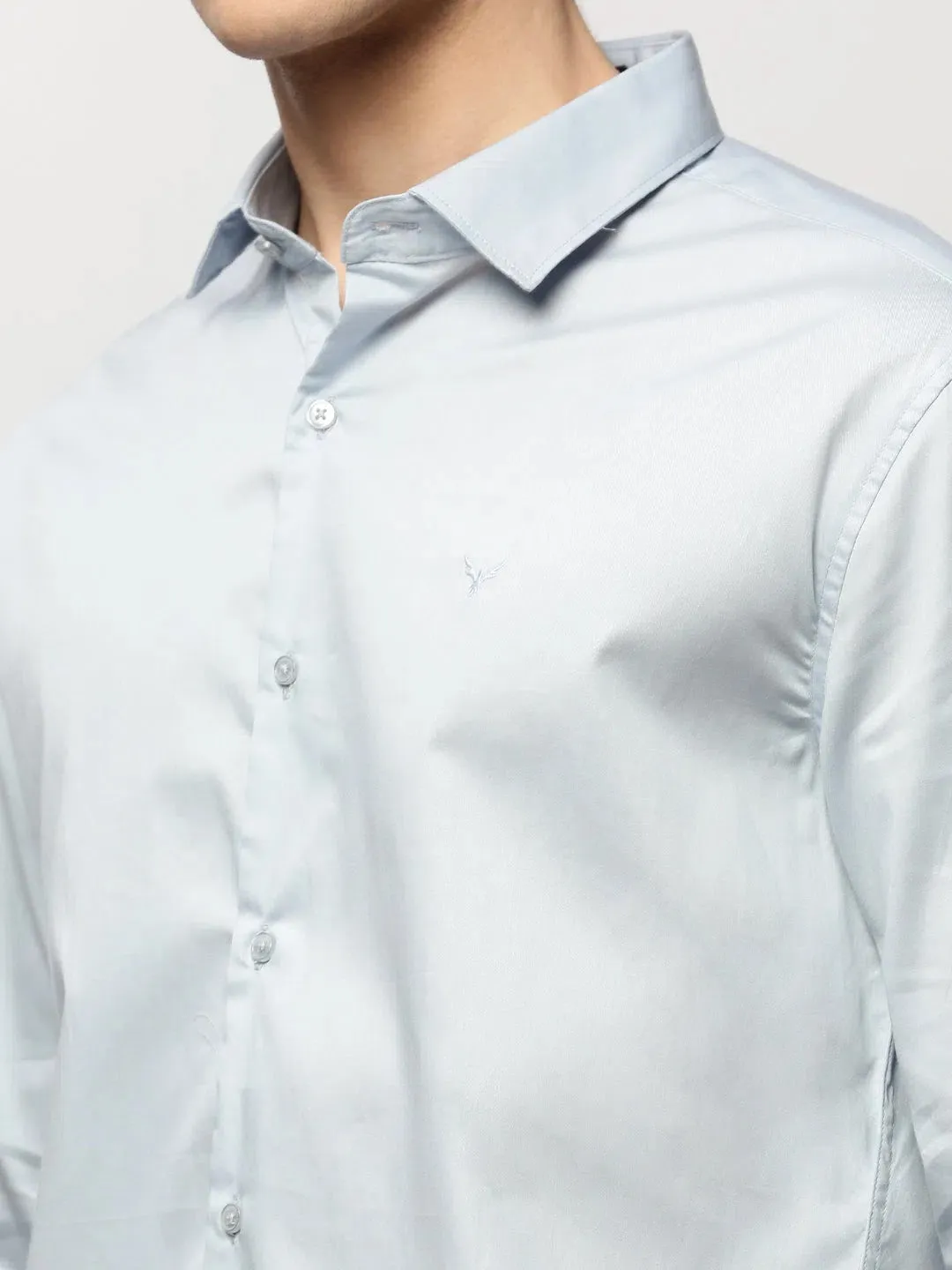 Men Blue Solid Casual Casual Shirts-TAVANTAPLAIN-5511-Blue