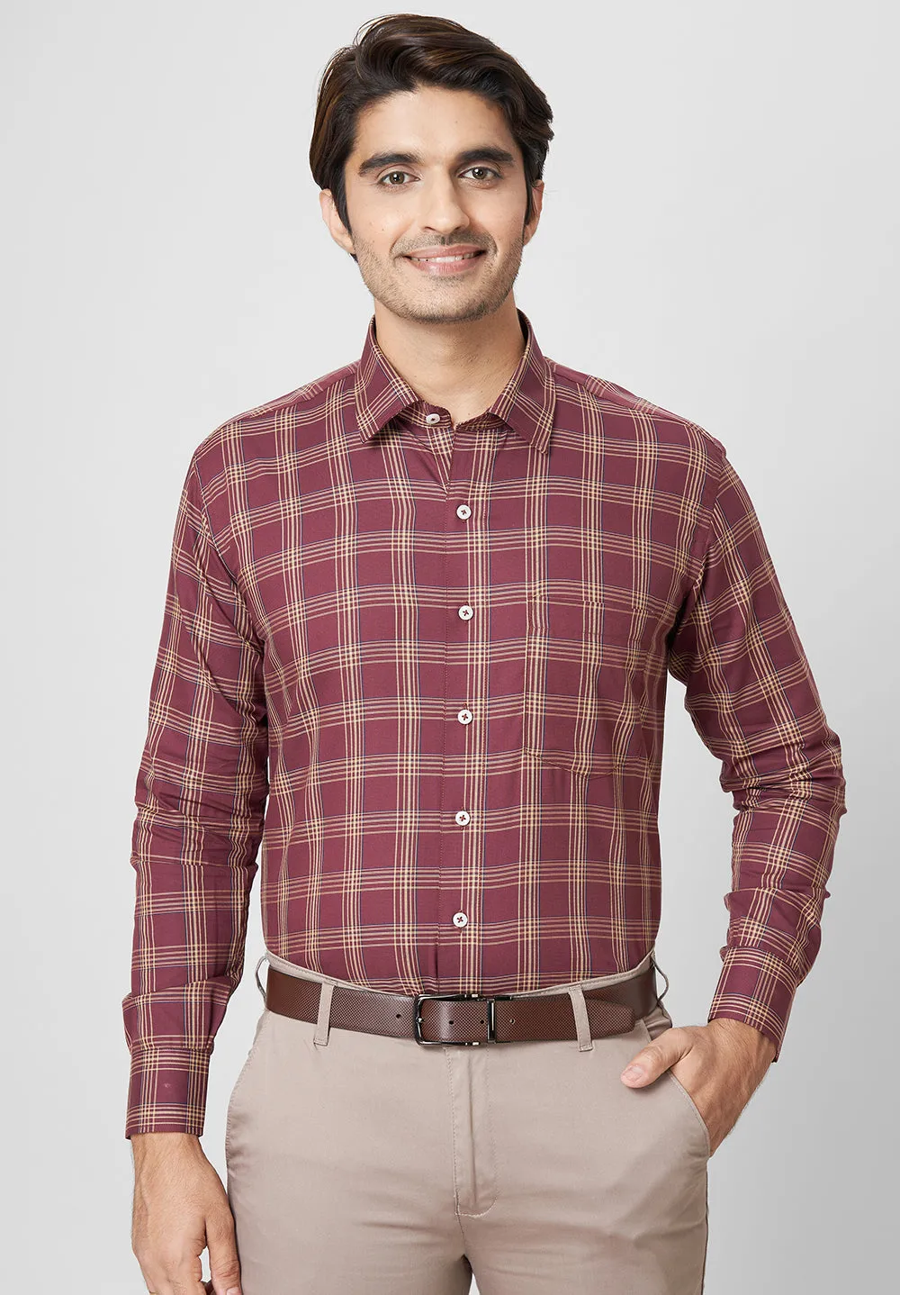 Men Brown Regular Fit Formal Shirt