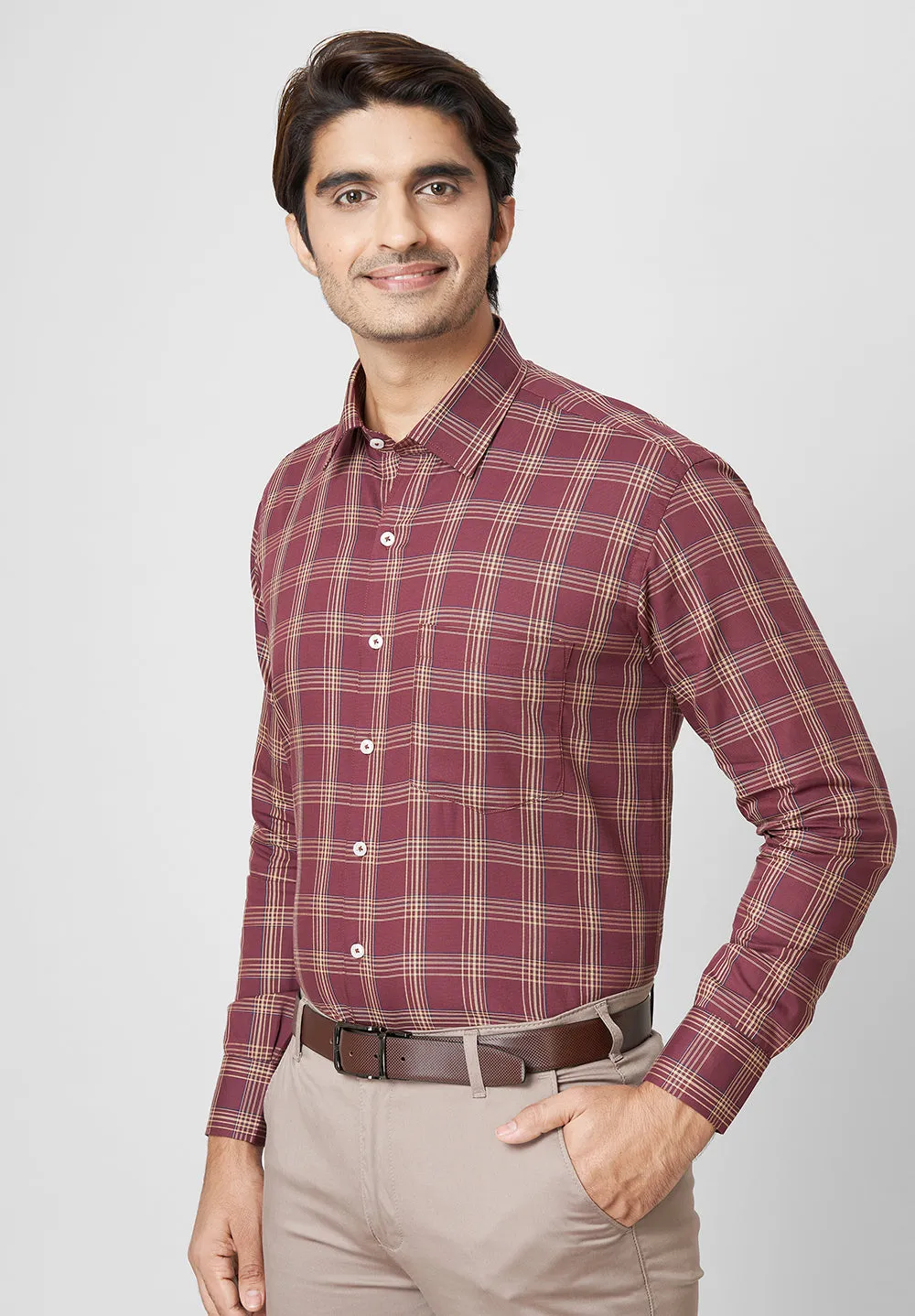 Men Brown Regular Fit Formal Shirt