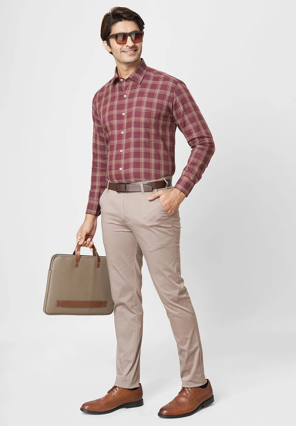 Men Brown Regular Fit Formal Shirt