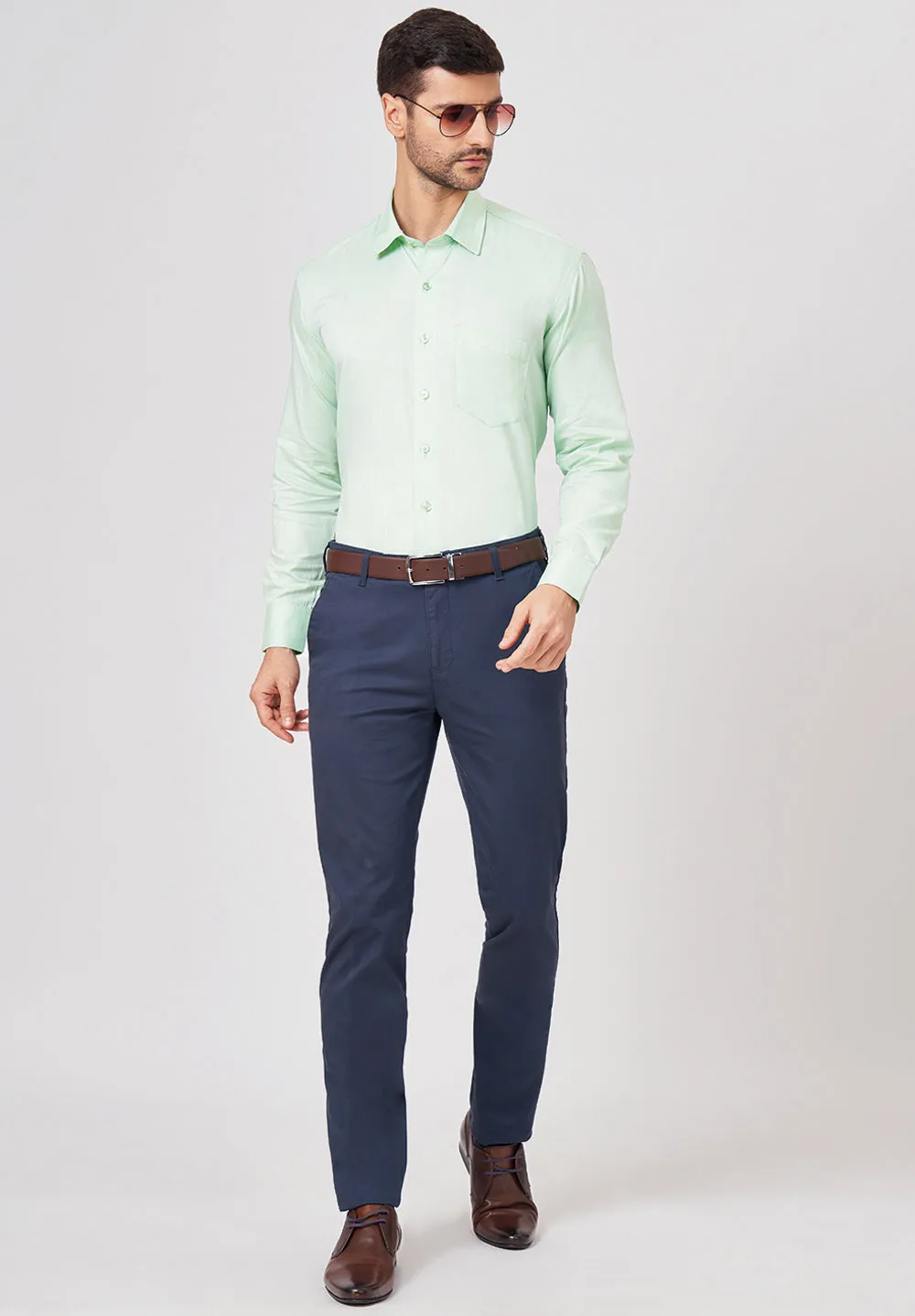 Men Green Regular Fit Formal Shirt