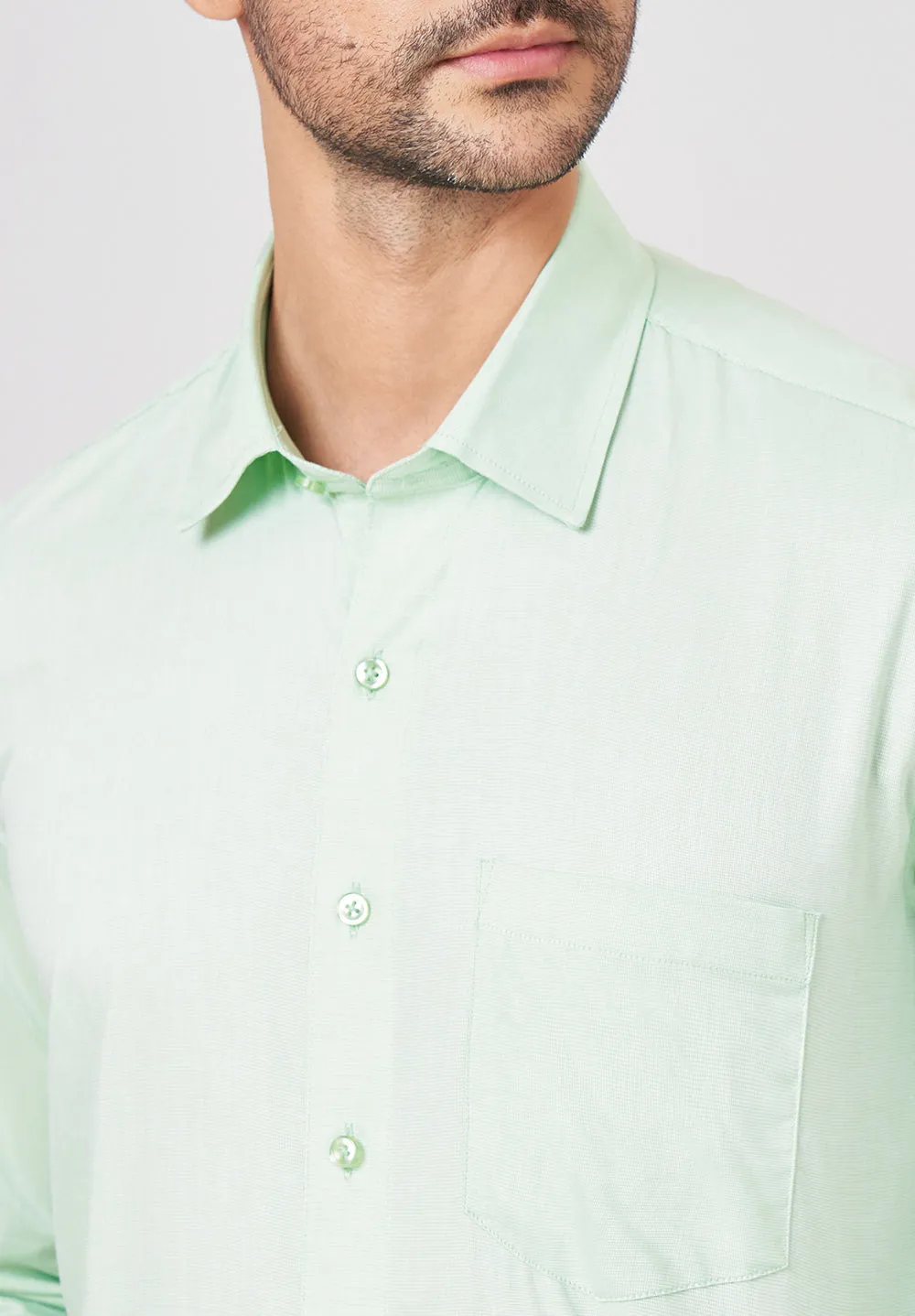 Men Green Regular Fit Formal Shirt