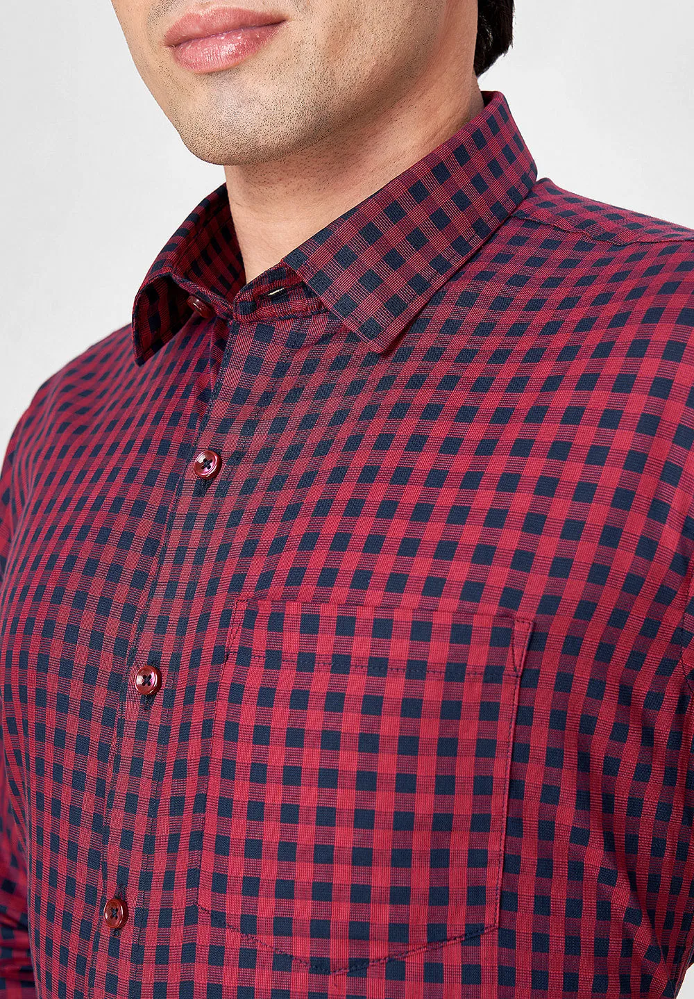 Men Red Slim Fit Full Sleeve Formal Shirt