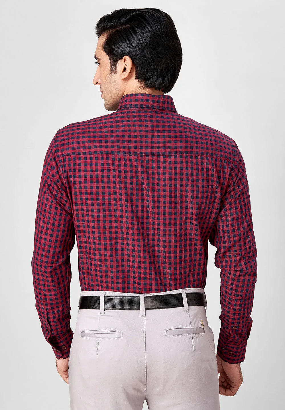 Men Red Slim Fit Full Sleeve Formal Shirt