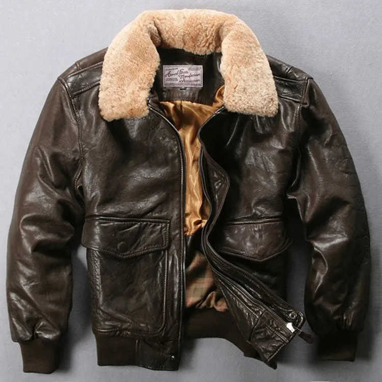 Men Sheepskin Coat Genuine Leather Jacket