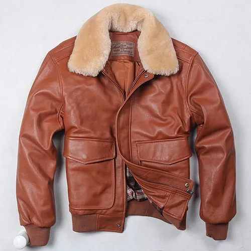 Men Sheepskin Coat Genuine Leather Jacket