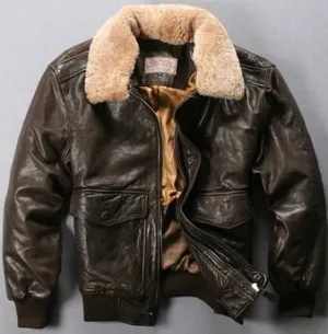 Men Sheepskin Coat Genuine Leather Jacket