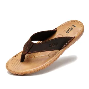 Men's Genuine Leather Flip Flops Up To Size 13