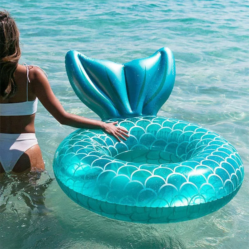 Mermaid Backrest Swimming Ring Beach Pool Party Inflatable Toy