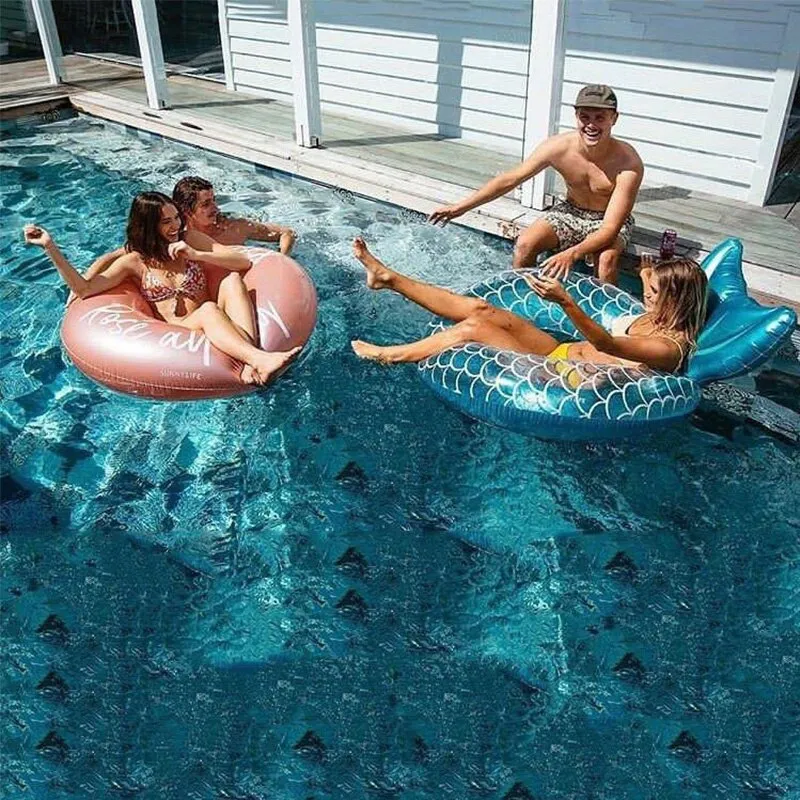 Mermaid Backrest Swimming Ring Beach Pool Party Inflatable Toy