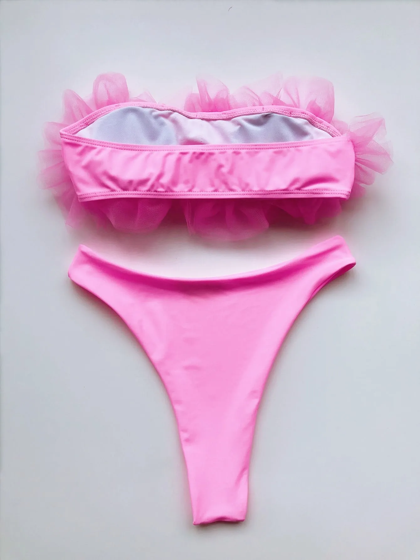 Mesh Bandeau High Cut Bikini