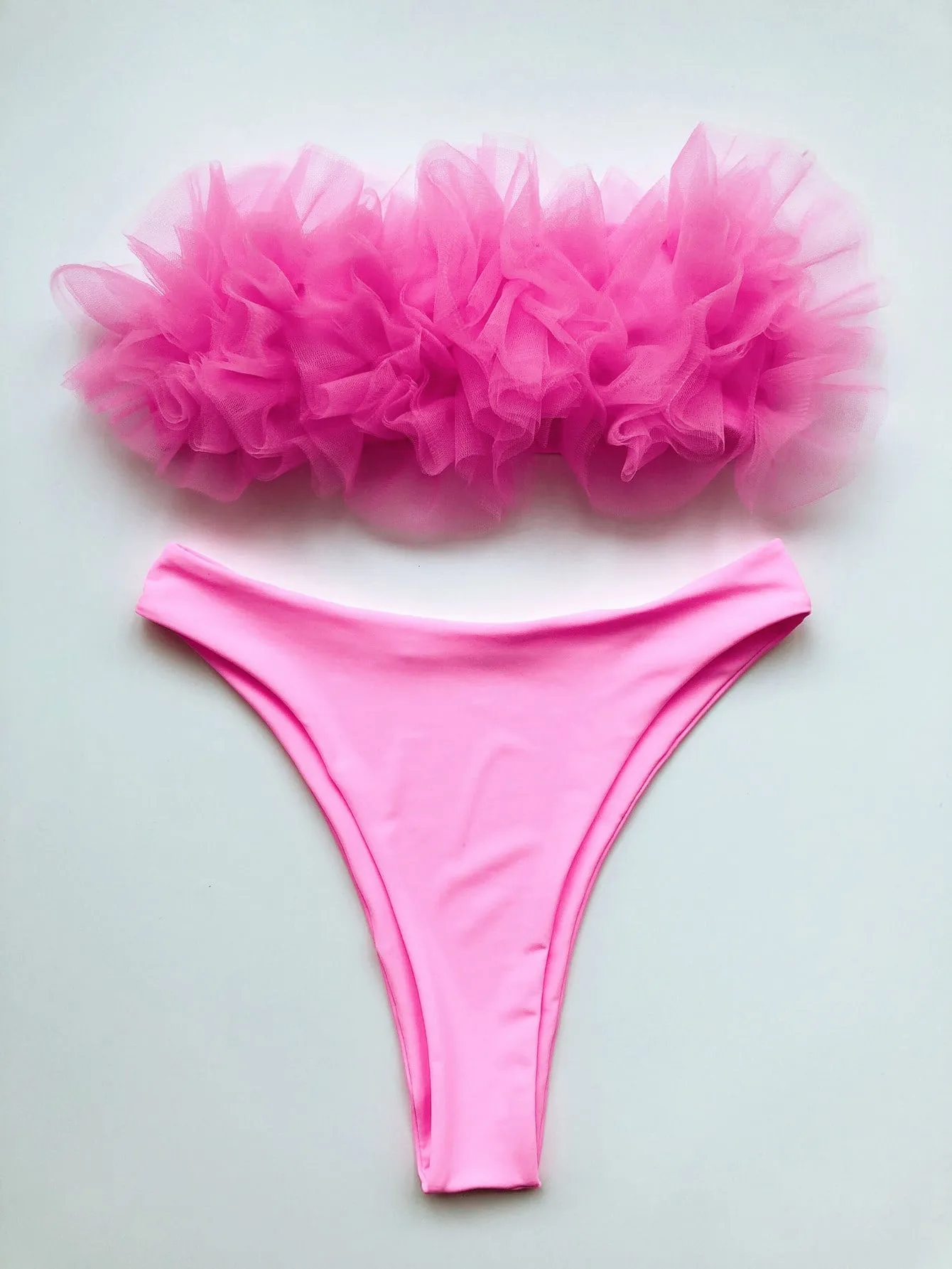 Mesh Bandeau High Cut Bikini